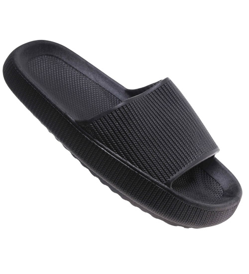 Czarne wodoodporne klapki plażowe /A6-1 17724 G089/