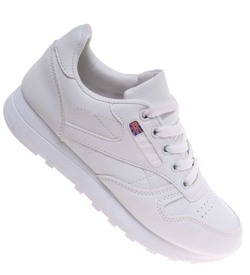 Białe sneakersy damskie sznurowane buty sportowe /C6-1 18670 T255/