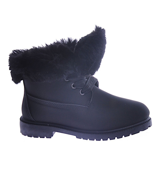 Czarne dziewczęce trapery z futerkiem /D9-2 12735 T492/