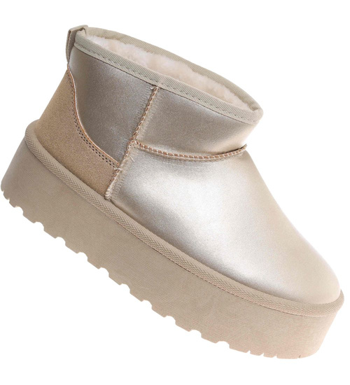 Krótkie kozaki śniegowce eskimoski Złote /A3-3 18605 T185/