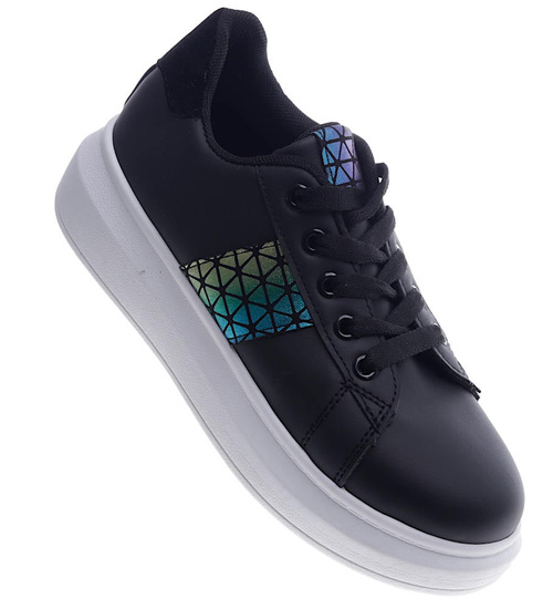 Czarne sznurowane trampki creepersy /D2-2 13226 S295/