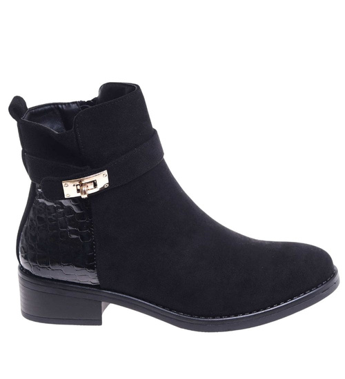 Klasyczne czarne botki damskie zimowe /A8-1 18578 W400/