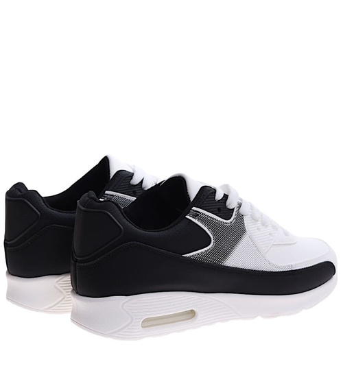 Czarno białe męskie buty sportowe /E8-1 16955 T482/