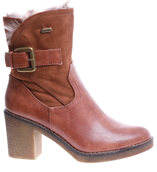 Zimowe damskie botki na słupku Camel /B4-3 15325 T592/