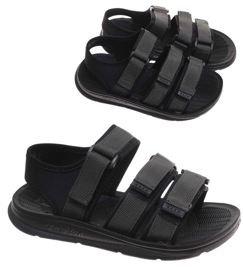 Szare chłopięce sandały na rzepy /E9-3 17894 T155/