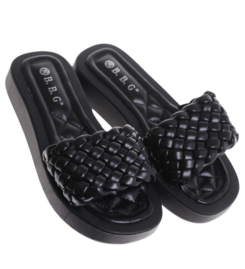 Klapki damskie czarne na platformie /D6-2 17783 T191/