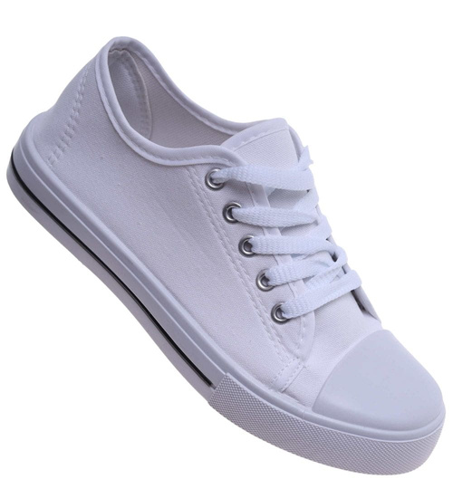 Klasyczne białe trampki z niską cholewką /B4-1 15577 T089/