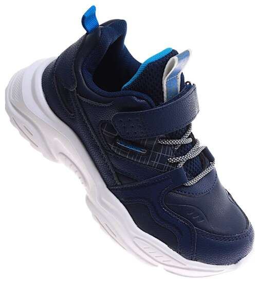 Uniwersalne dziecięce granatowe buty sportowe na rzepy /A2-1 16832 T289/