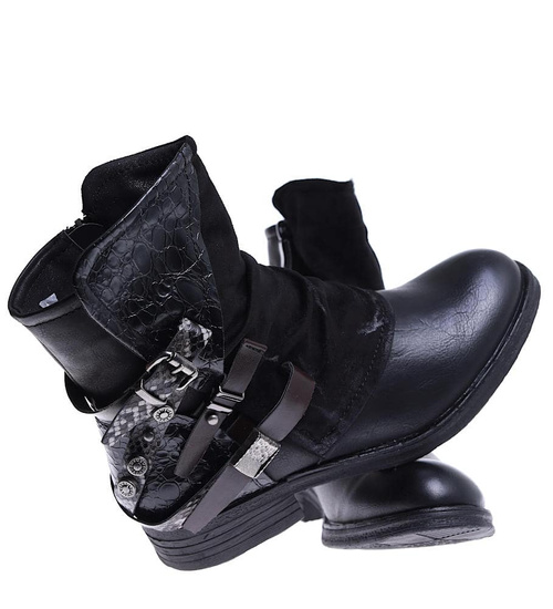 Czarne botki workery z ćwiekami 15251 /E2-2 15251 T237/