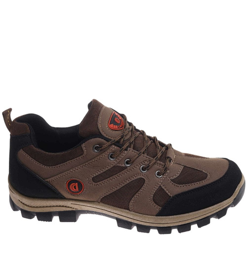 Wiązane męskie buty trekkingowe Brązowe /B1-1 18198 T389/