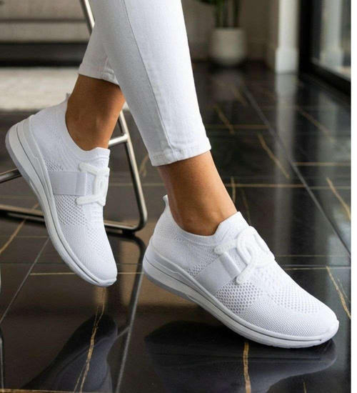 Damskie buty sportowe wsuwane białe sneakersy /C4-1 17112 W102 +h2/