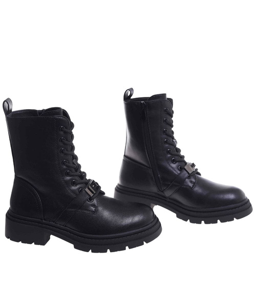 Czarne ocieplane botki trapery /K3-3 18532 W384/