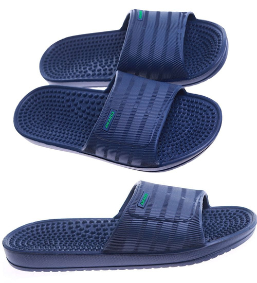 Wodoodporne granatowe klapki męskie fakirki /C3-1 17431 T182/