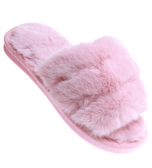 Pluszowe jasno różowe kapcie dziewczęce /D6-1 17159 G8-6/