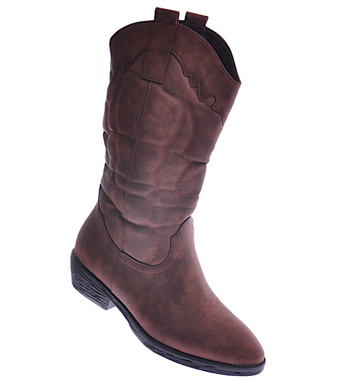 Klasyczne brązowe kozaki z ociepleniem /C5-3 12571 T392/