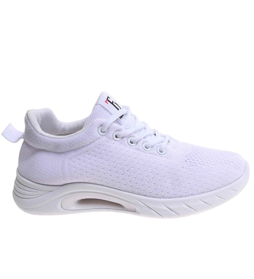 Białe wiązane sneakersy buty sportowe /A2-2 17710 W182/