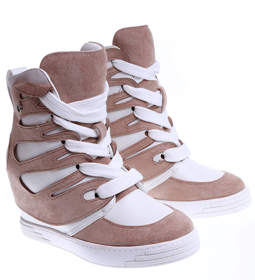 Trampki sneakersy na koturnie Seastar Khaki /G8-3 14976 T937/