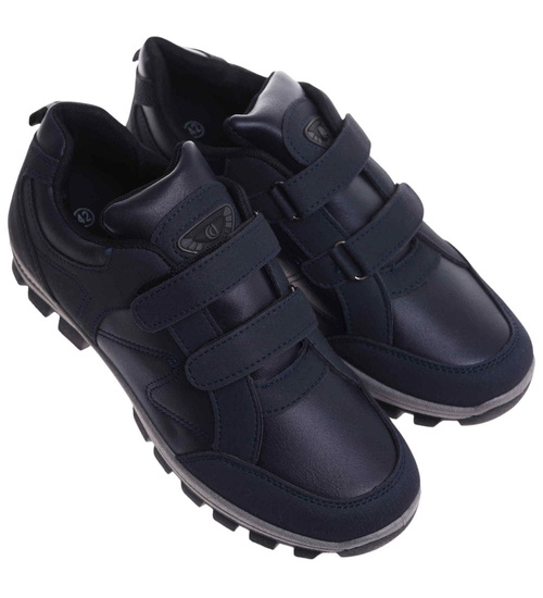 Granatowe męskie buty sportowe na rzepy /C1-3 18195 T388/