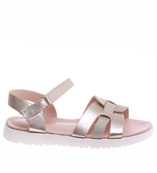 Przewiewne złote sandałki dziewczęce /E8-2 16385  T381/