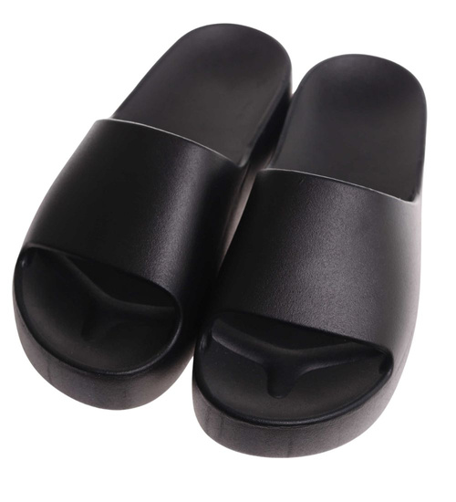 Czarne wodoodporne klapki plażowe na platformie /C1-3 17847 G182/