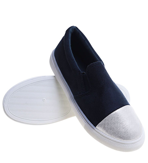 Wsuwane granatowe trampki dziewczęce slip on /D5-2 13683 T004/