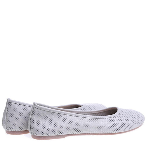 Baleriny szare ażurowe buty wiosenne /A1-2 15652 T19/