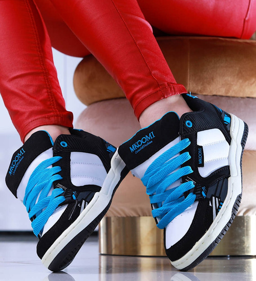 Biało niebieskie damskie buty sportowe /D9-2 13850 S109/