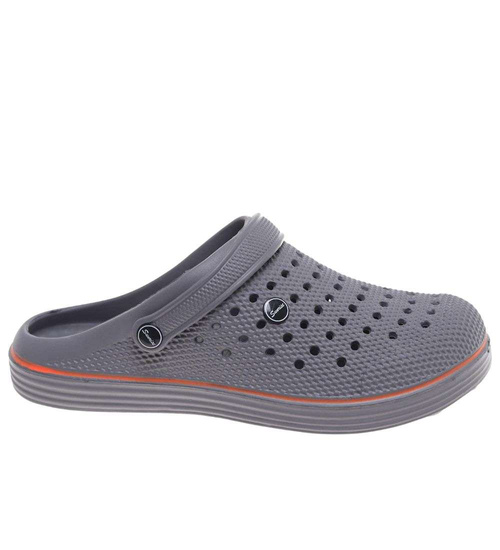 Kryte szare wodoodporne klapki męskie z paskiem /E7-1 18651 T135/