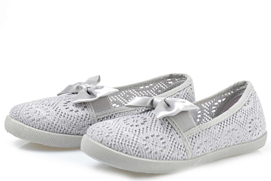 Ażurowe dziewczęce balerinki jak trampki SZARE /F10-2 1953 S195/