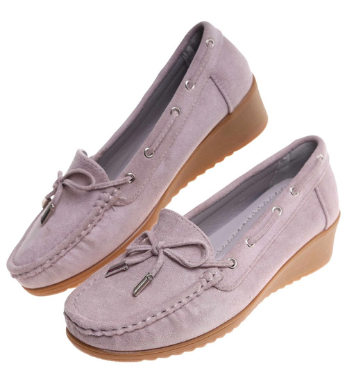 Fioletowe czółenka na niskim koturnie /B5-2 18219 W233/