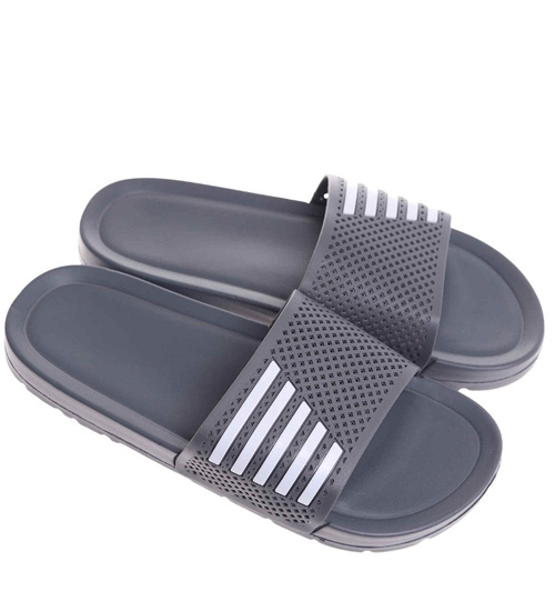 Szare wodoodporne klapki męskie plażowe /E8-1 18370 T188/