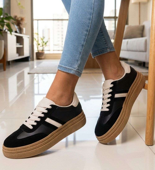 Czarne trampki na platformie /G5-1 18813 W288/