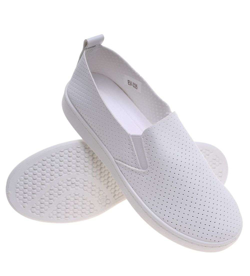Białe damskie tenisówki slip on /L3-2 18804 W137/