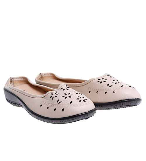 Ażurowe beżowe klapki z krytymi noskami /H2 B2-1 16096 T094/