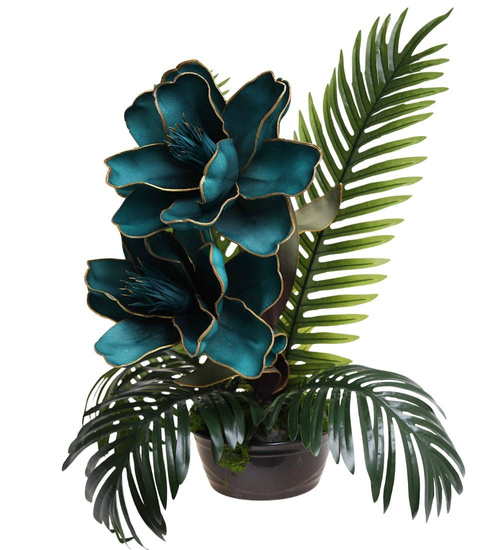 Duży stroik niebieskie kwiaty KOMP156 M500