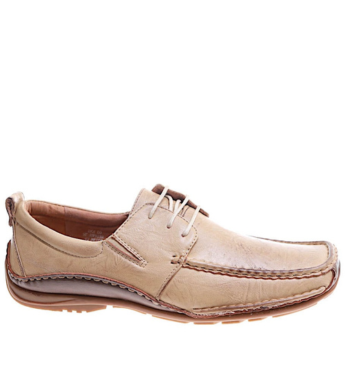 Sznurowane męskie beżowe półbuty /E8-3 11020 T125/