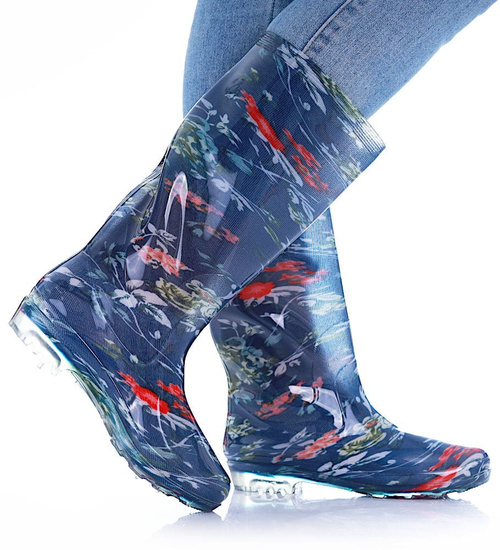 Granatowe wysokie kalosze damskie gumowce /B3-1 16973 T285/