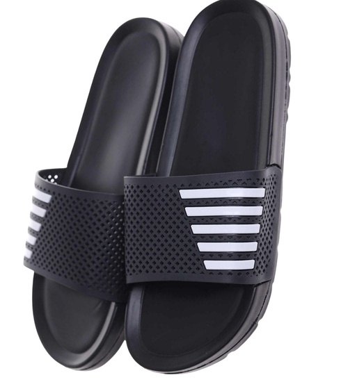 Czarne wodoodporne klapki męskie plażowe /A10-1 18371 T188/