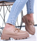 Wiosenne loafersy damskie półbuty na platformie Khaki /D8-1 15487 T336/