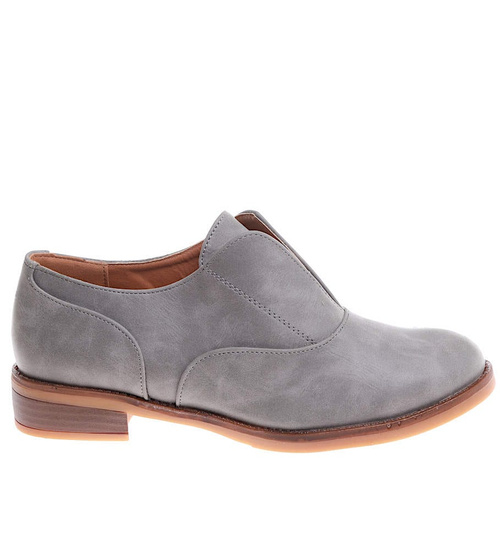 Wsuwane szare półbuty damskie /E2-2 16850 G158/