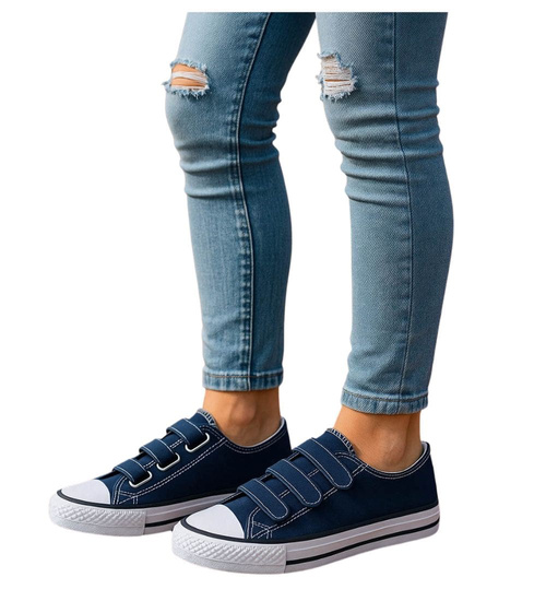 Trampki damskie granatowe na rzepy /F1-2 17786 GF287/