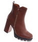 Karmelowe botki damskie na grubym obcasie /B6-2 18402 G284/