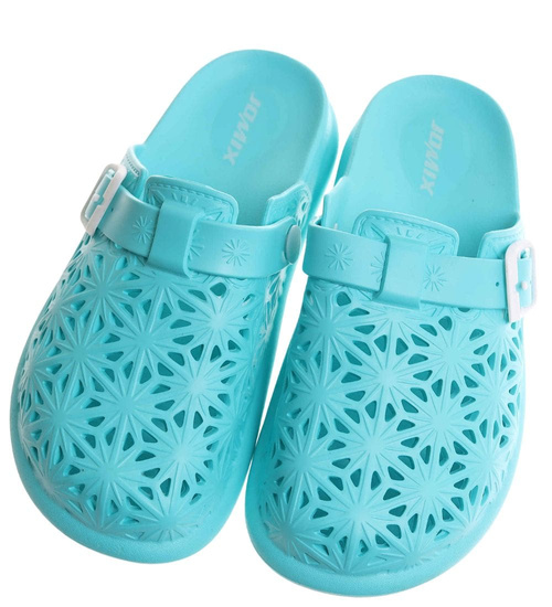 Klapki damskie Ażurowe buty na plażę Turkusowe /H2 17854 G008/