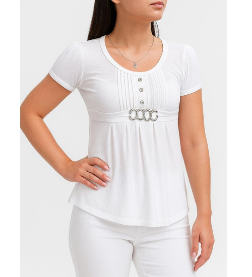 Biała koszulka bluzka damska z guziczkami /H2-K48 UB946 S0/