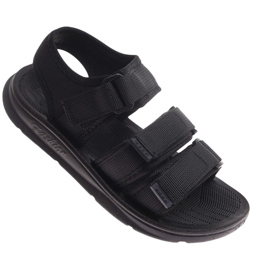 Czarne chłopięce sandały na rzepy /G7-2 17895 T155/