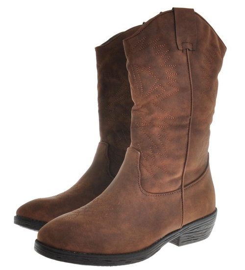 Kowbojki damskie ocieplane Brązowe /G13-2 10151 S296/