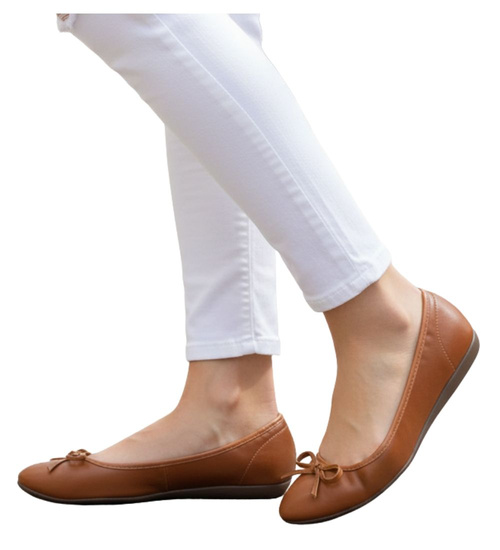 Brązowe balerinki z kokardką /E5-1 8288 S097/