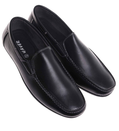 Czarne wsuwane półbuty mokasyny /F3-3 18026 T383/