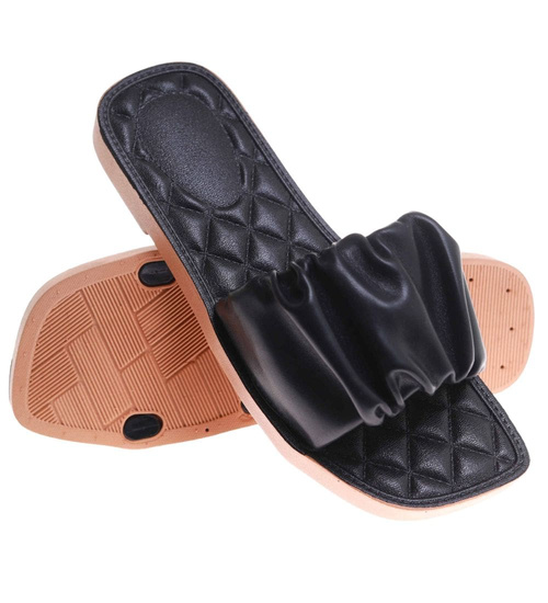 Czarne casualowe klapki damskie /G2-2 17738 W066/