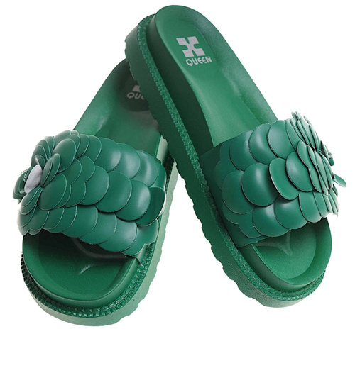 Plażowe zielone klapki damskie /G7-2 17884 S098/